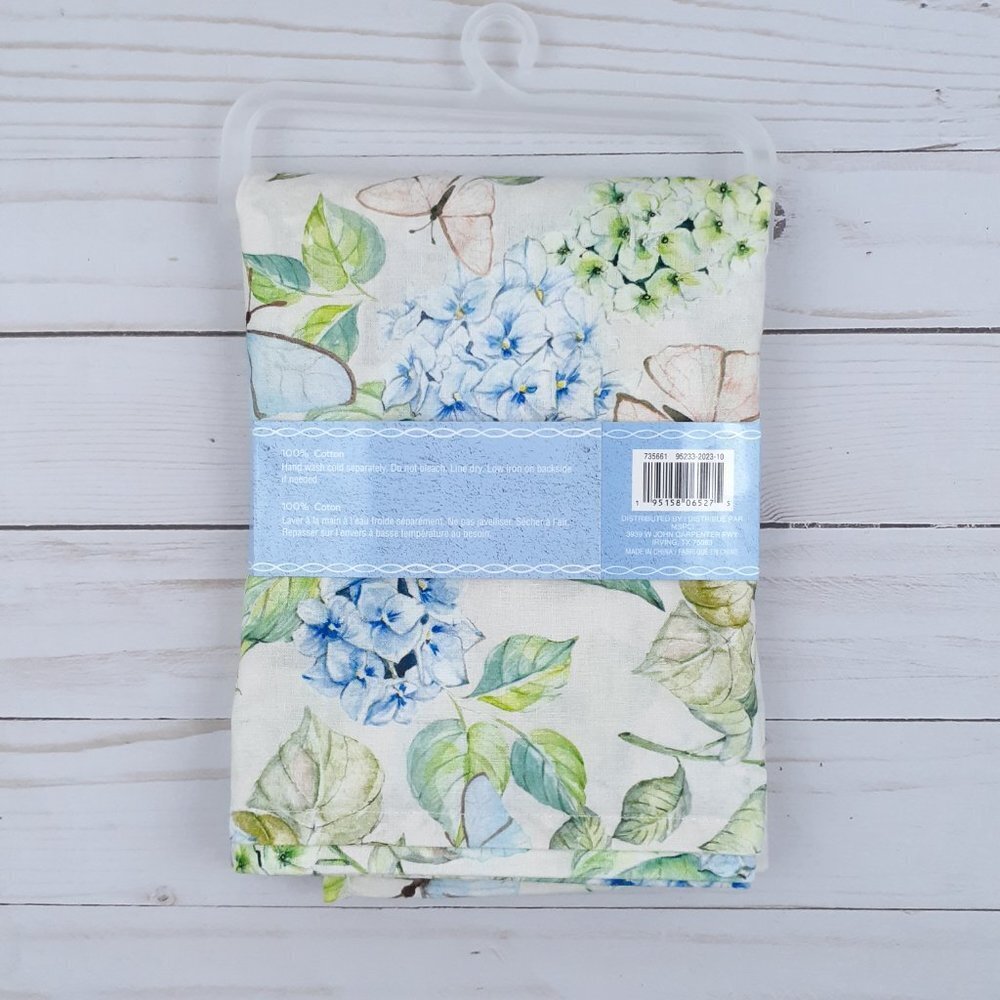 Fabric Dinner Napkins Spring Flowers Floral 17.5x17.5 Set of 4 Green Blue - Picture 4 of 4
